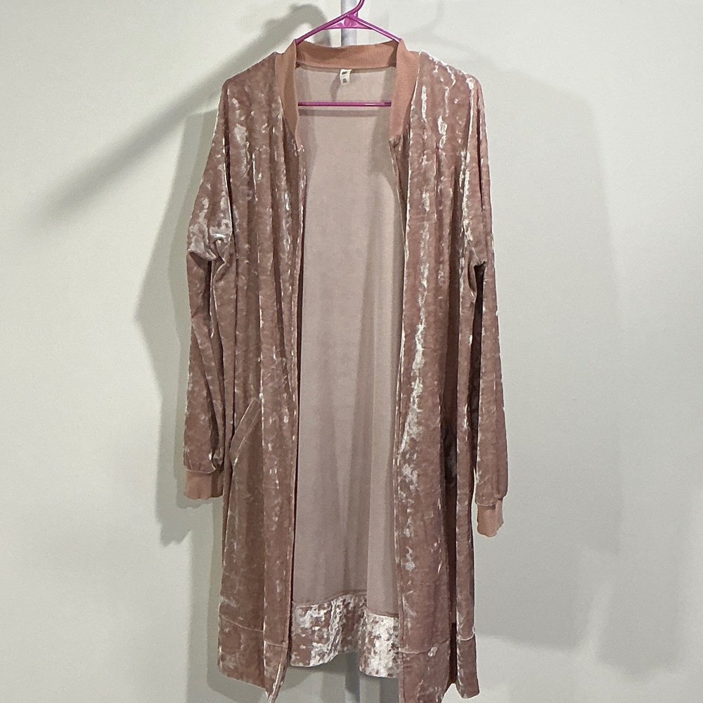 BP Velvet Cardigan - Blush Pink